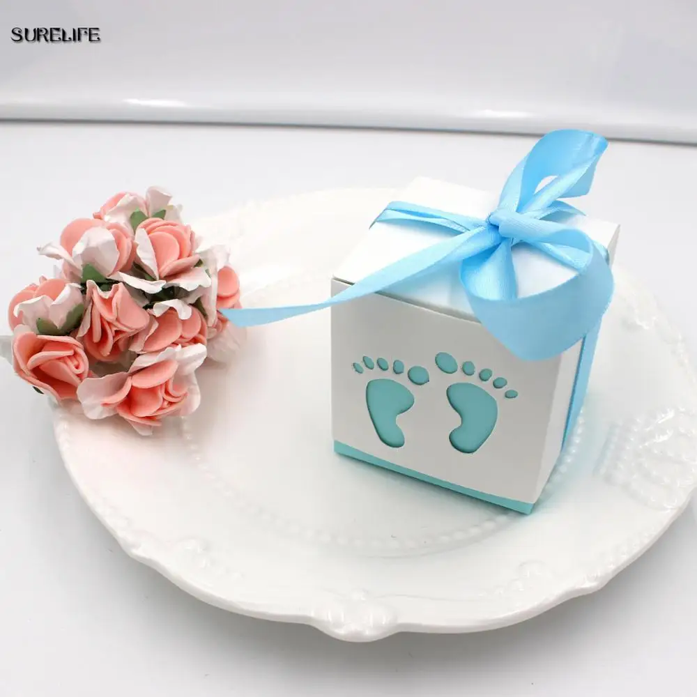 75pcs/set Baby Foot Candy Box Baby Shower Sweet Bag Footprints On The Beach Favour Free Ribbon Gift Box Baptism Candy Container
75pcs/set Baby Foot Candy Box Baby Shower Sweet Bag Footprints On The Beach Favour Free Ribbon Gift Box Baptism Candy Container