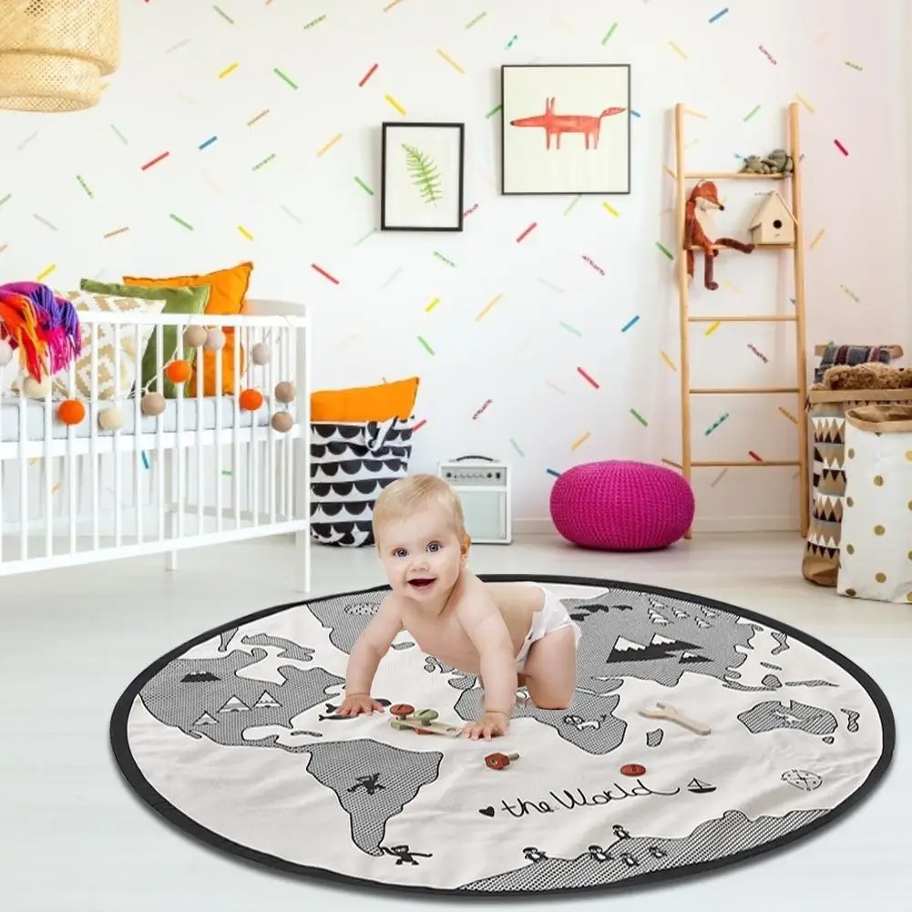 53.15 Inches Activity Play Mat With World Map For Kids Toddler Infant Educational Folding Cotton Circle Playmat Carpet For Baby
53.15 Inches Activity Play Mat With World Map For Kids Toddler Infant Educational Folding Cotton Circle Playmat Carpet For Baby