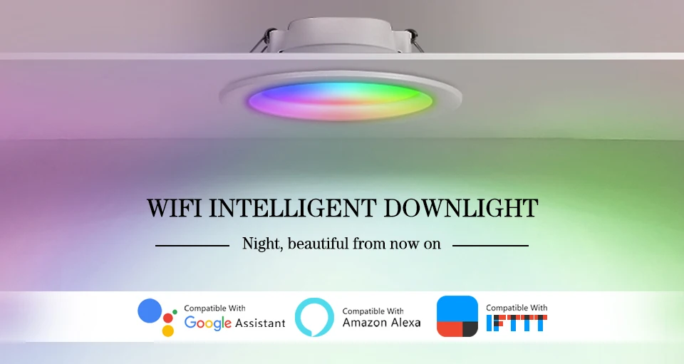 YYXMB LED Down light WiFi Smart life Ceiling Downlight APP RGB Warm Cool Changing Color with 7W 9W Alexa Google Home