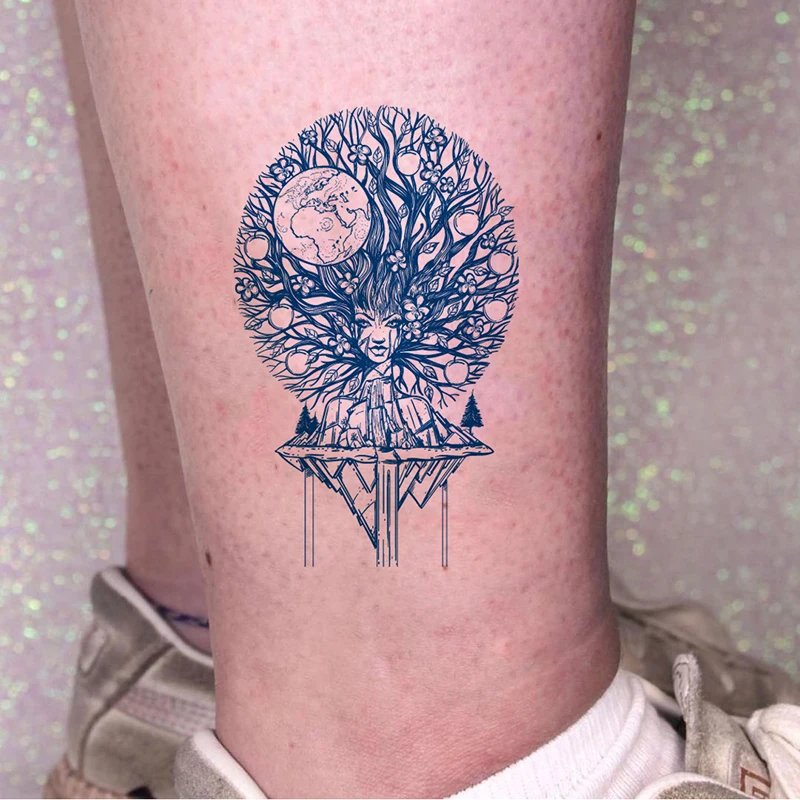 

Полуперманентные татуировки премиум-класса для мужчин и женщин, темно-синие временные татуировки с эльфом дерева, реалистичные водонепроницаемые и долговечные, 1-2 недели