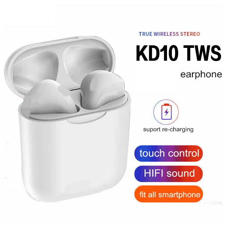 KD10 TWS New Bluetooth 5.0 Earphone Touch control Mini Wireless Earbuds 3D Sound headset For All Smartphones Wireless Charging
KD10 TWS New Bluetooth 5.0 Earphone Touch control Mini Wireless Earbuds 3D Sound headset For All Smartphones Wireless Charging