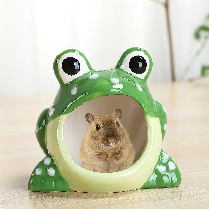 

Cartoon Animal Ceramic Ornament Nest Hamsters Cave Pet House Jewelry Storage Box Hamster Cooling Pet Nest Frog Pig Cat Dog Craft