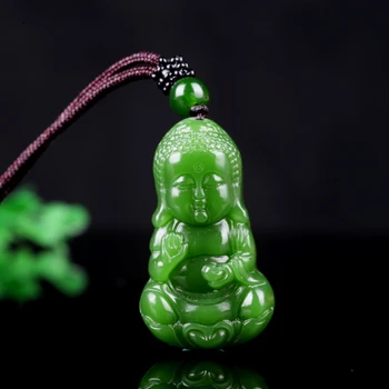

Fashion Green Jade Baby Buddha Jade Pendant Necklace Jewellery Chinese Hand-Carved Relax Healing Women Man Luck Gift Amulet New