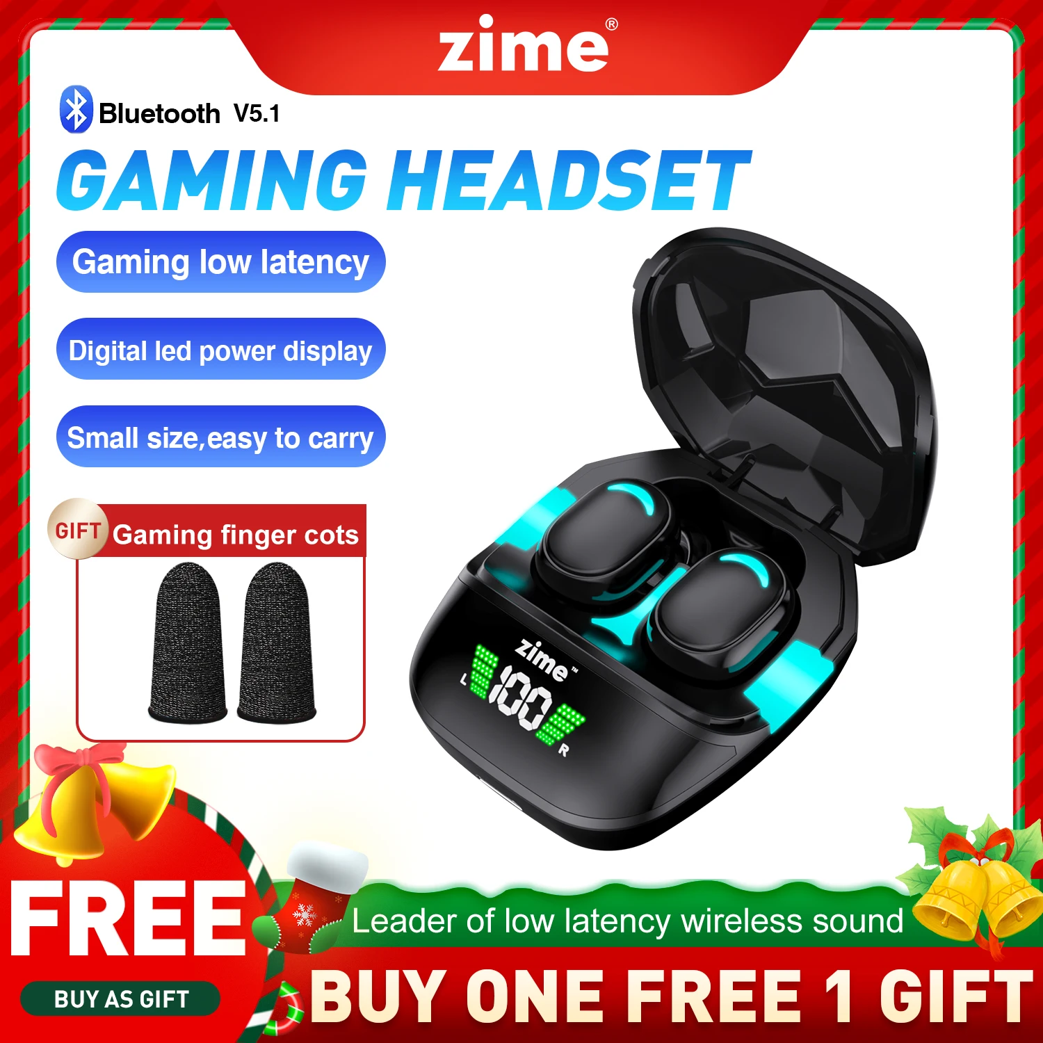 Zime G7S Bluetooth-наушники Беспроводные 5.1 TWS Игровые наушники с низкой задержкой