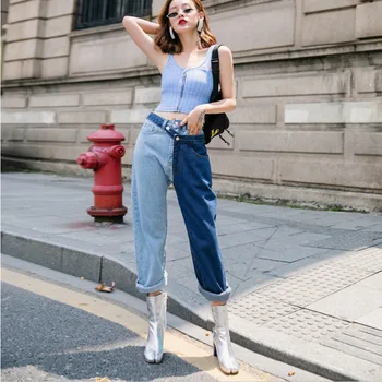 Korea Spring and Summer Women Jeans Fashion Color block High Waist Jeans Streetwear Loose Personality Split Jeans WomenYJC1
Korea Spring and Summer Women Jeans Fashion Color block High Waist Jeans Streetwear Loose Personality Split Jeans WomenYJC1