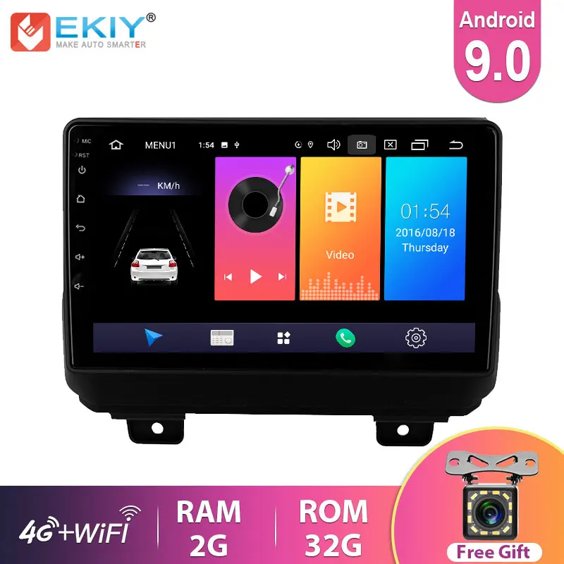 EKIY 9 "2.5D IPS Android 0 автомобильный мультимедийный плеер для Jeep Wrangler 4 JL 2018 2019 DVD