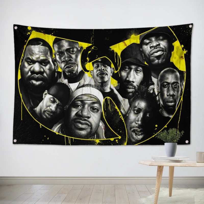 Wu Tang Clan хип-хоп фотообои подвесная картина Настенная Наклейка 56x36 дюймов тканевый