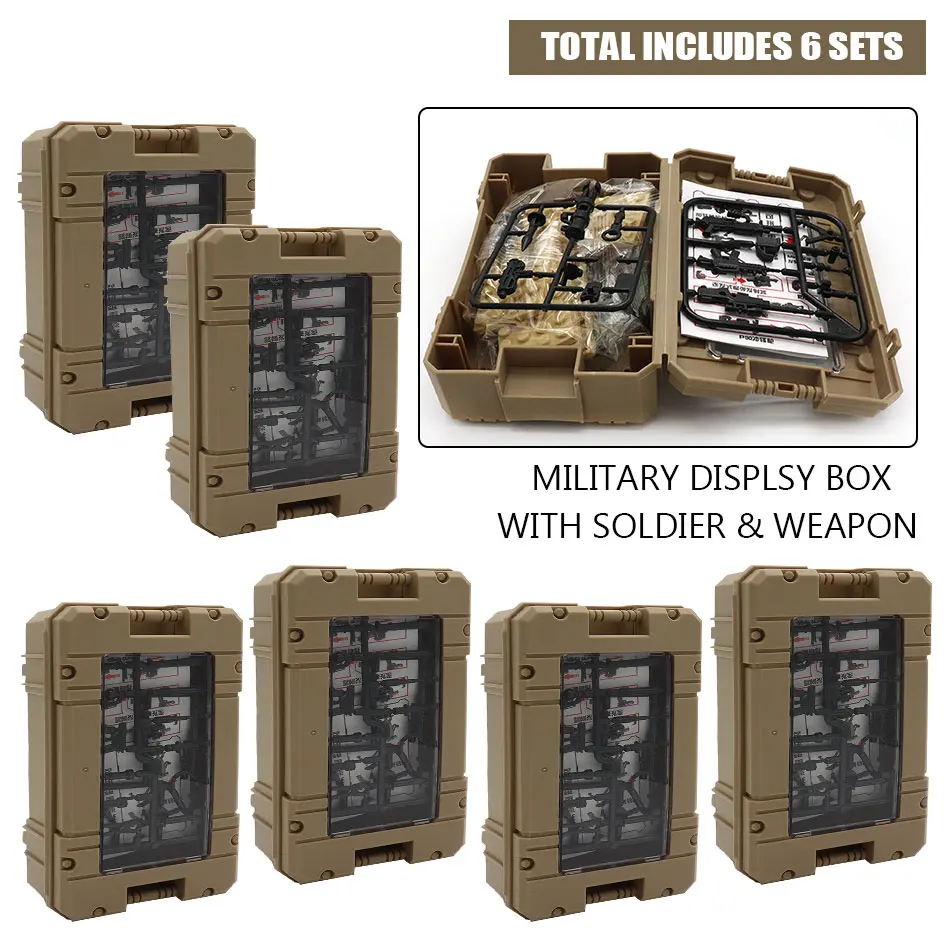 6 sets Military Display Box with Army Soldier Figures Wepon Gun Building Blocks Compatible legoingly City Swat Police Bricks Toy
6 sets Military Display Box with Army Soldier Figures Wepon Gun Building Blocks Compatible legoingly City Swat Police Bricks Toy