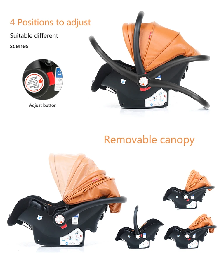 High Landscape PU leather Baby Stroller 3 in 1 Full-size Baby Travel System Baby Pram Newborn Pushchair Free Shipping