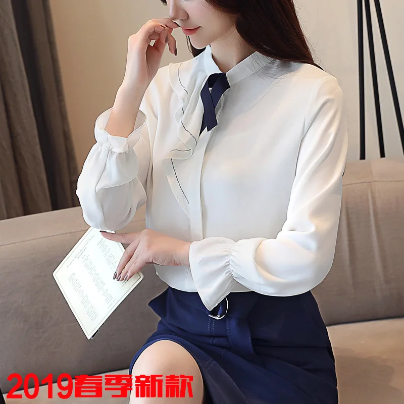Business WOMEN'S Blouse 2019 Spring New Style Flounced Lace-up Shirt Women Long Sleeve Tops Immortal Chiffon Blouse
Business WOMEN'S Blouse 2019 Spring New Style Flounced Lace-up Shirt Women Long Sleeve Tops Immortal Chiffon Blouse
