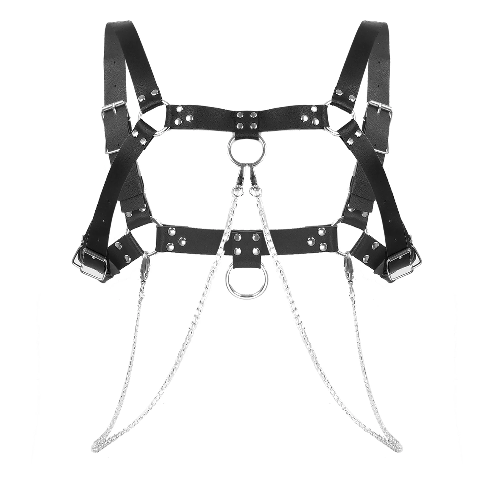 Punk Leather Body Cage Harness Shoulder Slim Belts For Men Sexy Chest Bondage Muscle O-ring Buckles Gothic Suspenders Clubwear
Punk Leather Body Cage Harness Shoulder Slim Belts For Men Sexy Chest Bondage Muscle O-ring Buckles Gothic Suspenders Clubwear