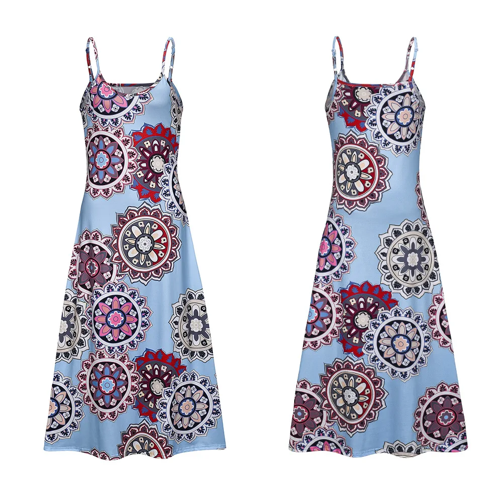 Sexy Maxi Dresses For Women Boho Print V-Neck Floral Sundresses Women Sleeveless Plus Size Dresses For Women 4xl 5xl Summer 2020