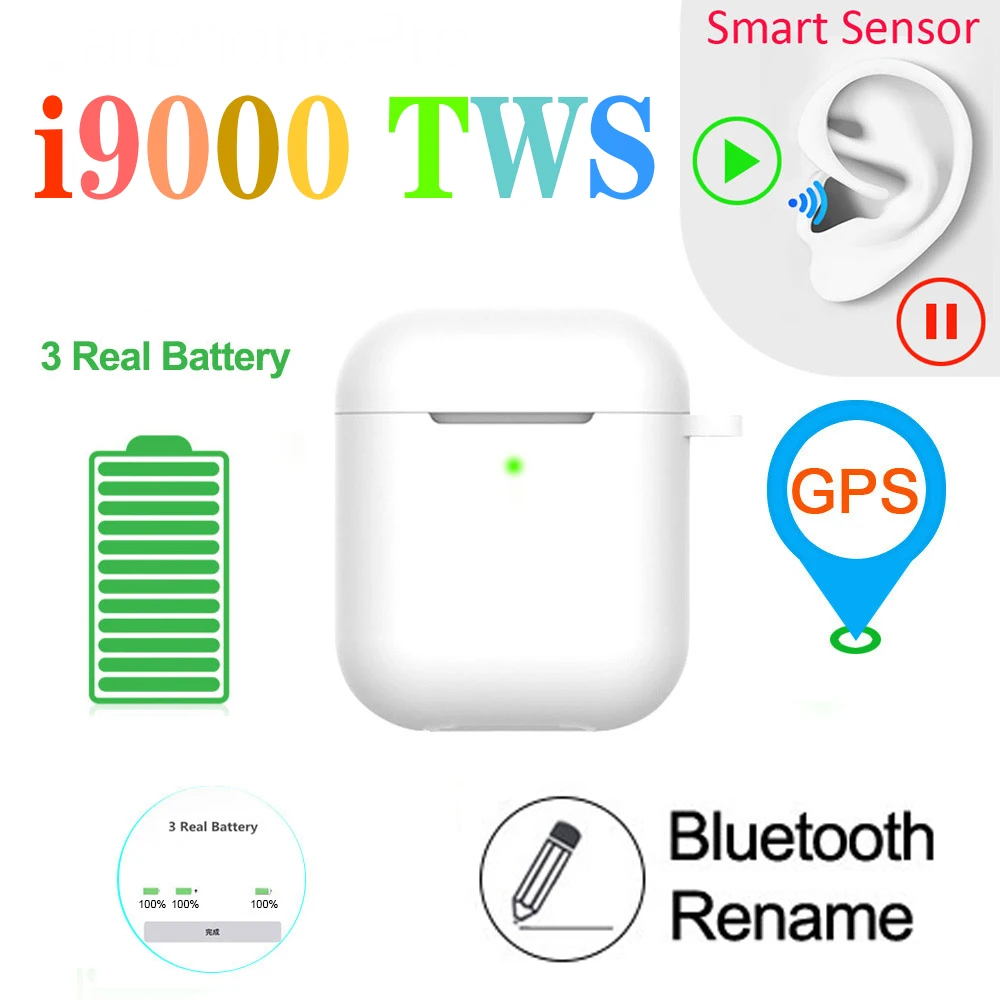 

New i9000 TWS 1:1 Wireless charging Air 2 Rename GPS Smart sensor 5.0 Earbuds Earphone PK i12 i200 i500 i5000 i10000 i90000