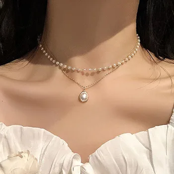 Fairy Korean Style Imitation Pearl Pendant Choker Necklace for Women Double Layer Geometric Clavicle Necklace Jewelry YN1534
Fairy Korean Style Imitation Pearl Pendant Choker Necklace for Women Double Layer Geometric Clavicle Necklace Jewelry YN1534