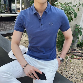 Summer 2020 Polo Shirt Solid Embroidery British Men's Slim Polo Short Sleeve Casual Shirt Comfortable Breathable Mens Clothing
Summer 2020 Polo Shirt Solid Embroidery British Men's Slim Polo Short Sleeve Casual Shirt Comfortable Breathable Mens Clothing