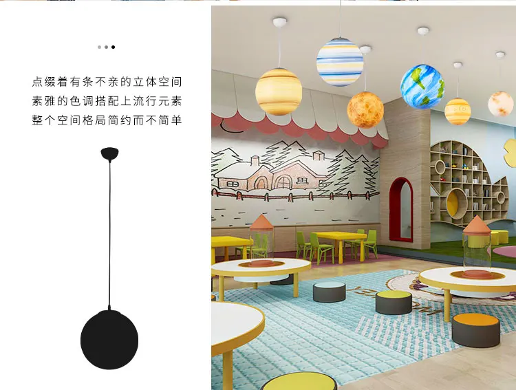 Description Picture 4 of itemNordic Universe Planet Acrylic Pendant Light Moon Sun Earth Mars Uranus Mercury Creative bedroom children room hanging lamp Deco