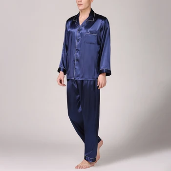 2pcs Men pajama sets Satin Silk Sleepwear Set Loungewear Tops and Pants Button Down autumn sleepwear
2pcs Men pajama sets Satin Silk Sleepwear Set Loungewear Tops and Pants Button Down autumn sleepwear