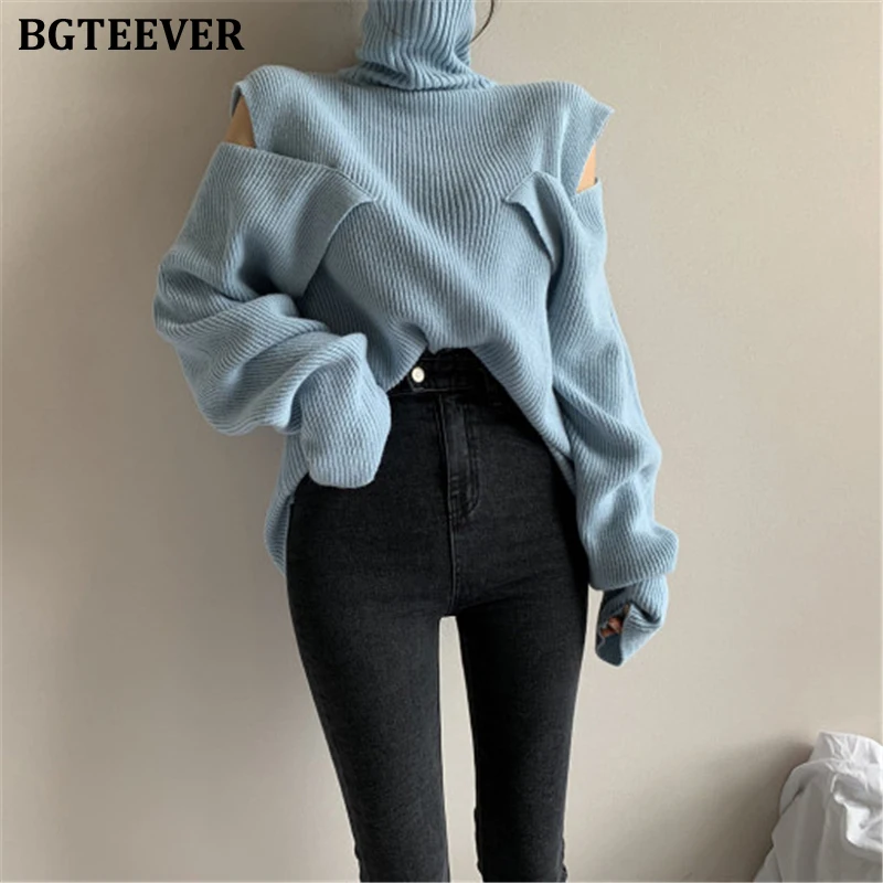 BGTEEVER Fashion Cold-shoulder Knitted Jumpers for Women Sweater Eleagnt Turtleneck Winter Sweater Female Pullovers Streetwear
BGTEEVER Fashion Cold-shoulder Knitted Jumpers for Women Sweater Eleagnt Turtleneck Winter Sweater Female Pullovers Streetwear