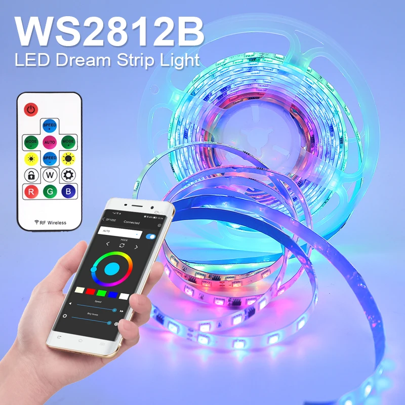 Фото Светодиодная лента WS2812B 5 м 60 светодиодов/м WS2812 RGB управление через приложение Dreamy