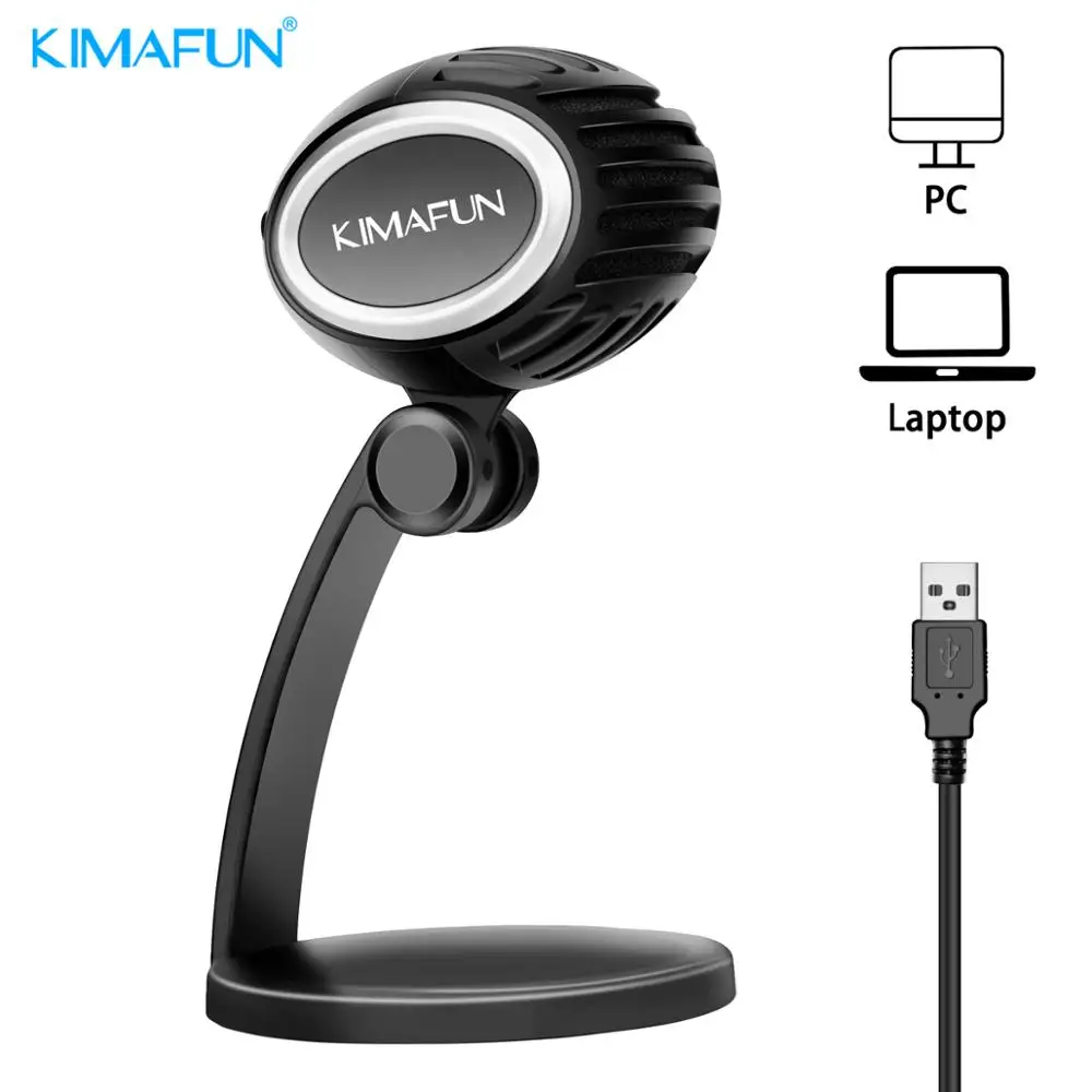KIMAFUN USB микрофон подключи и играй конденсаторный для ПК/компьютера подкачки