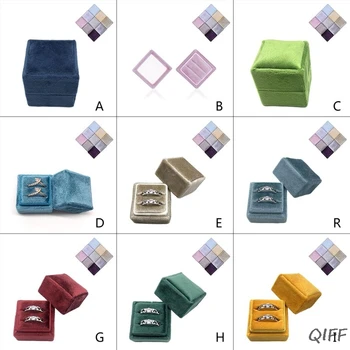Velvet Double Ring Box Square Wedding Ceremony Ring Box with Detachable Lid 
Velvet Double Ring Box Square Wedding Ceremony Ring Box with Detachable Lid