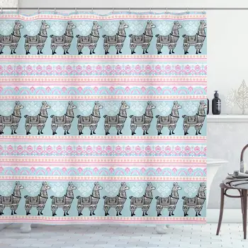 Llama Shower Curtain Horizontal Borders with Patterned Alpaca Animal and Folkloric Ornaments Bathroom Decor Set with Hooks 70"
Llama Shower Curtain Horizontal Borders with Patterned Alpaca Animal and Folkloric Ornaments Bathroom Decor Set with Hooks 70"
