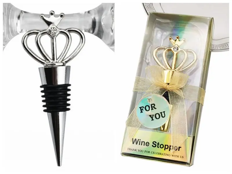 

(25 Pieces/lot) Wedding and Party Favors of Silver Crown Bottle Wine stopper favors for Bridal shower and Wedding reception gift