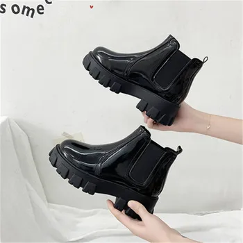 2020 New Spring Patent leather Ankle Boots Women Motorcycle Boots Female Fashion Shoes Woman Thick Sole Punk Boot Black Eu 35-39 
2020 New Spring Patent leather Ankle Boots Women Motorcycle Boots Female Fashion Shoes Woman Thick Sole Punk Boot Black Eu 35-39