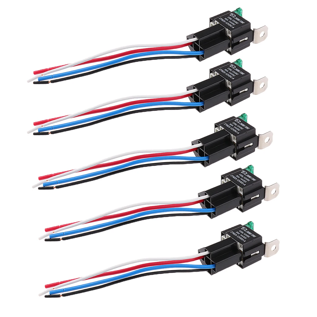 5 Set Of Car 30A AMP 12V Relay Kit For Fan Fuel Pump Light 4Pin 4 Wire SPST 5 Set Of Car 30A AMP 12V Relay Kit For Fan Fuel Pump Light 4Pin 4 Wire SPST