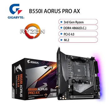 

AMD B550 Socket AM4 GIGABYTE B550I AORUS PRO AX Motherboard DDR4 64GB PCI-E 4.0 M.2 Desktop B550 Mainboard AM4 OC Mini-ITX