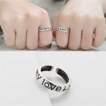 925 Sterling Silver Rings For Women Lettering Simple Femme Fashion Fine Jewelry Open Ring Vintage Love Gift Personality 925-1049
925 Sterling Silver Rings For Women Lettering Simple Femme Fashion Fine Jewelry Open Ring Vintage Love Gift Personality 925-1049