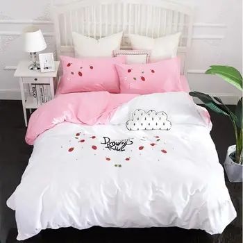 Fine patch embroidery Bedding Set White pink Bedding Strawberry Bed Set Bed Linen Twin Queen Size Sheet Duvet Cover Rabbit Bear
Fine patch embroidery Bedding Set White pink Bedding Strawberry Bed Set Bed Linen Twin Queen Size Sheet Duvet Cover Rabbit Bear