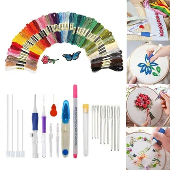 DIY Magic Embroidery Stitching Punch Needle Tool Sewing Accessories 50 Colors Skeins Embroidery Pen Needle Thread Knitting Kit
DIY Magic Embroidery Stitching Punch Needle Tool Sewing Accessories 50 Colors Skeins Embroidery Pen Needle Thread Knitting Kit