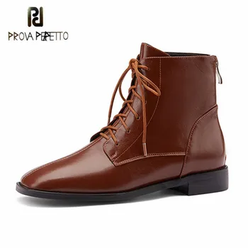 Prova Perfetto Autumn Winter short Boots Women Leather Plush Zipper-Sid Square Toe Lace-Up Outdoors Party Fashion Bota Feminina
Prova Perfetto Autumn Winter short Boots Women Leather Plush Zipper-Sid Square Toe Lace-Up Outdoors Party Fashion Bota Feminina