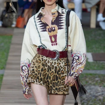 AELESEEN Runway Fashion Women Sets 2020 Spring Summer White Flower Print Blouse+Leopard Shorts Party Casual Sets
AELESEEN Runway Fashion Women Sets 2020 Spring Summer White Flower Print Blouse+Leopard Shorts Party Casual Sets