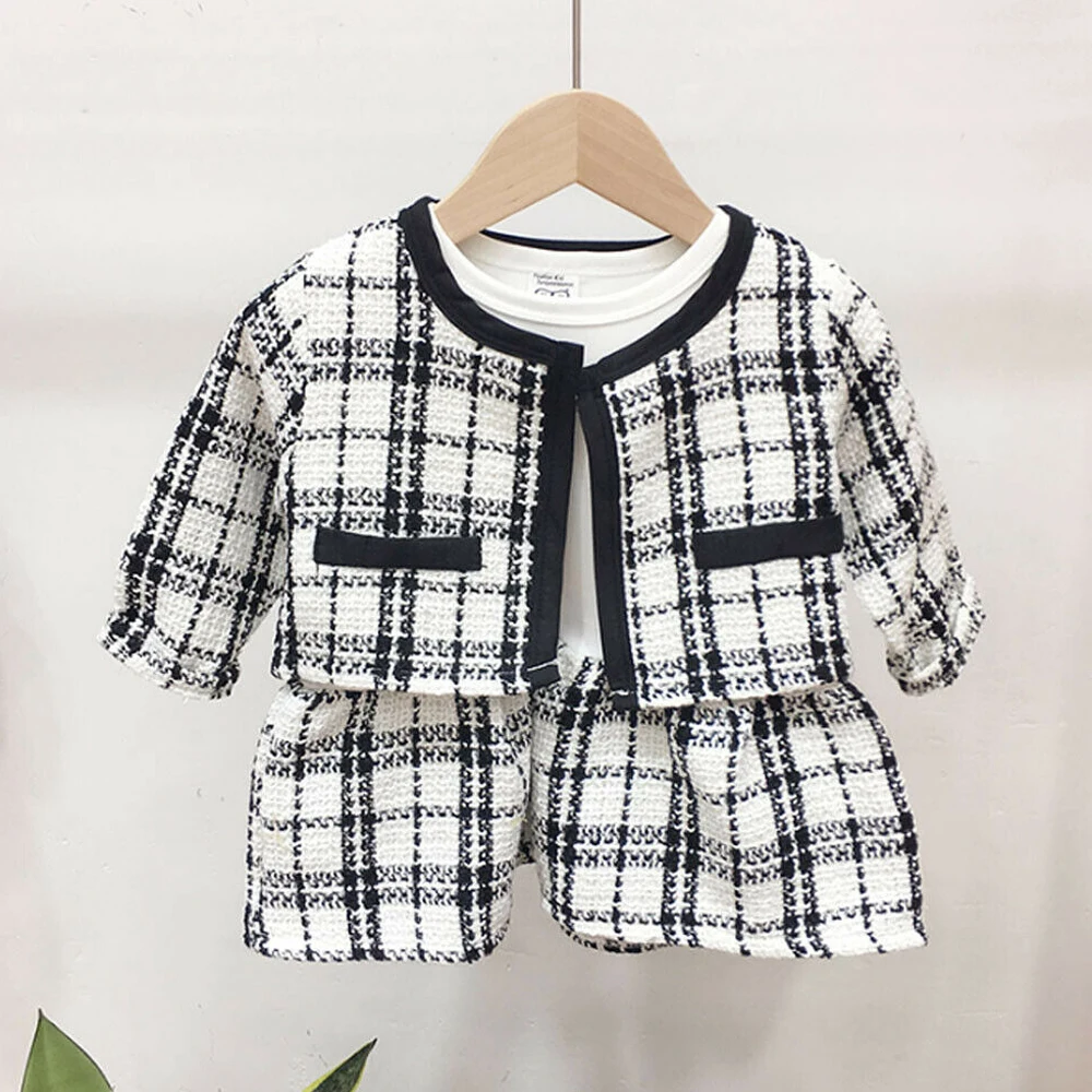 Kids Baby Girl Plaid Coat Toddler Outfits Set JKP4467 Kids Baby Girl Plaid Coat Toddler Outfits Set JKP4467