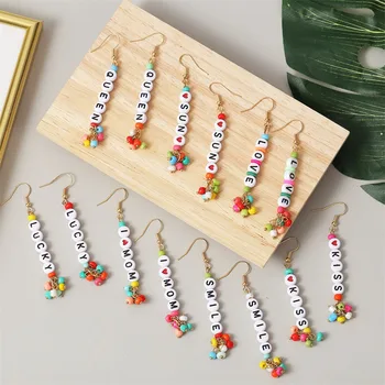 Fashion Boho Acrylic Bead Letter Drop Earrings For Women Kids Girls Gifts Trendy Handmade Beaded Dangle Earring Party Jewelry
Fashion Boho Acrylic Bead Letter Drop Earrings For Women Kids Girls Gifts Trendy Handmade Beaded Dangle Earring Party Jewelry
