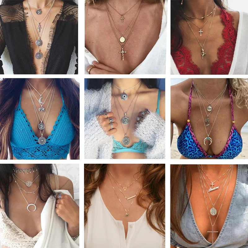 2019 New Multi-layer Flower Cross Moon Coin Pendant Necklace Ladies Retro Charm Necklace Necklace Party Jewelry Accessories
2019 New Multi-layer Flower Cross Moon Coin Pendant Necklace Ladies Retro Charm Necklace Necklace Party Jewelry Accessories