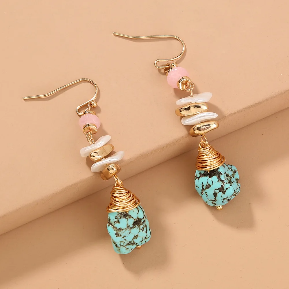 

New Simple Casual Style Turquoise Dangle Earrings Charm Women Trend Daily Wear Earrings Fashion Women Cocktail Party Jewelry