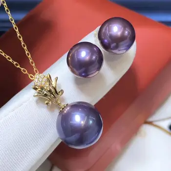 D309 Fine Jewelry 18K Gold 9-13mm Natural Fresh Water Purple Pearl Female's Jewelry Sets for Women FIne Jewelry Sets
D309 Fine Jewelry 18K Gold 9-13mm Natural Fresh Water Purple Pearl Female's Jewelry Sets for Women FIne Jewelry Sets