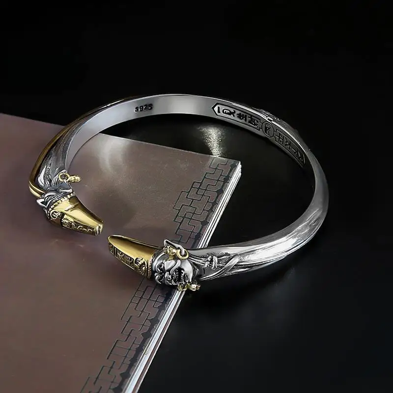 Black and white impermanent Bracelet pure silver men's aggressive personality trend men's Retro men's open Bracelet
Black and white impermanent Bracelet pure silver men's aggressive personality trend men's Retro men's open Bracelet