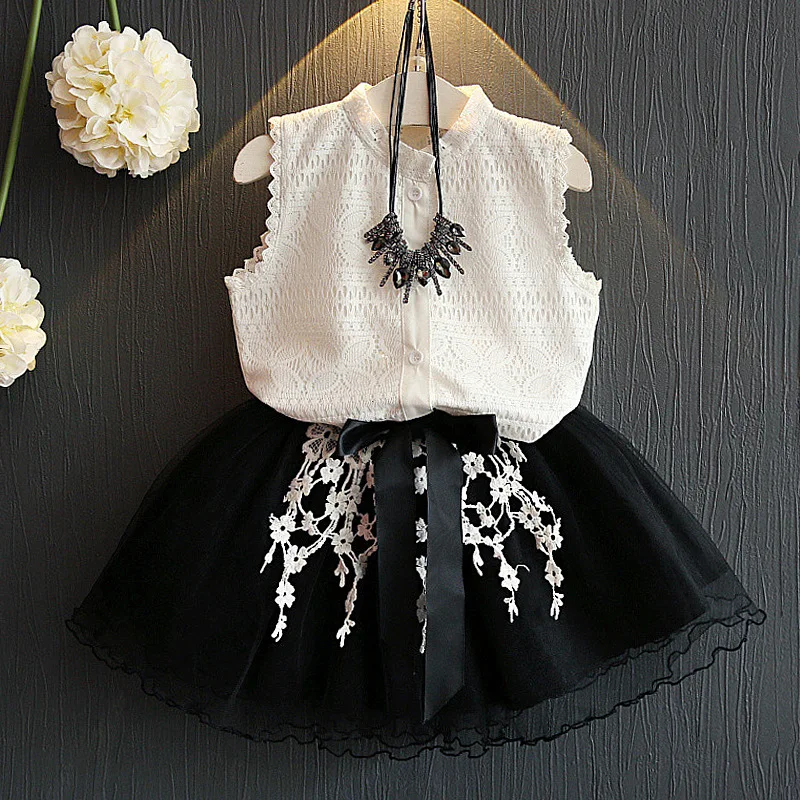 Girls Clothes Sets Summer Lace Children Sleeveless Shirt Tops + Solid Skirt 2PCS Kids Suit Fashion 3-8T Children Clothes
Girls Clothes Sets Summer Lace Children Sleeveless Shirt Tops + Solid Skirt 2PCS Kids Suit Fashion 3-8T Children Clothes