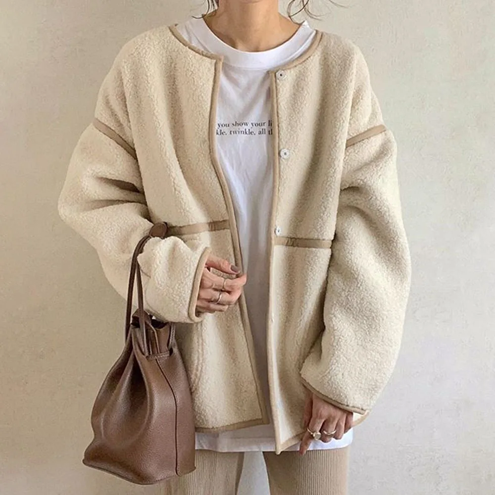 Women Jackets Lamb Wool Coat Autumn Japan Korea Lady Loose Wild Loose Stitching Simple Teddy Lazy Female Quilted Fashion
Women Jackets Lamb Wool Coat Autumn Japan Korea Lady Loose Wild Loose Stitching Simple Teddy Lazy Female Quilted Fashion