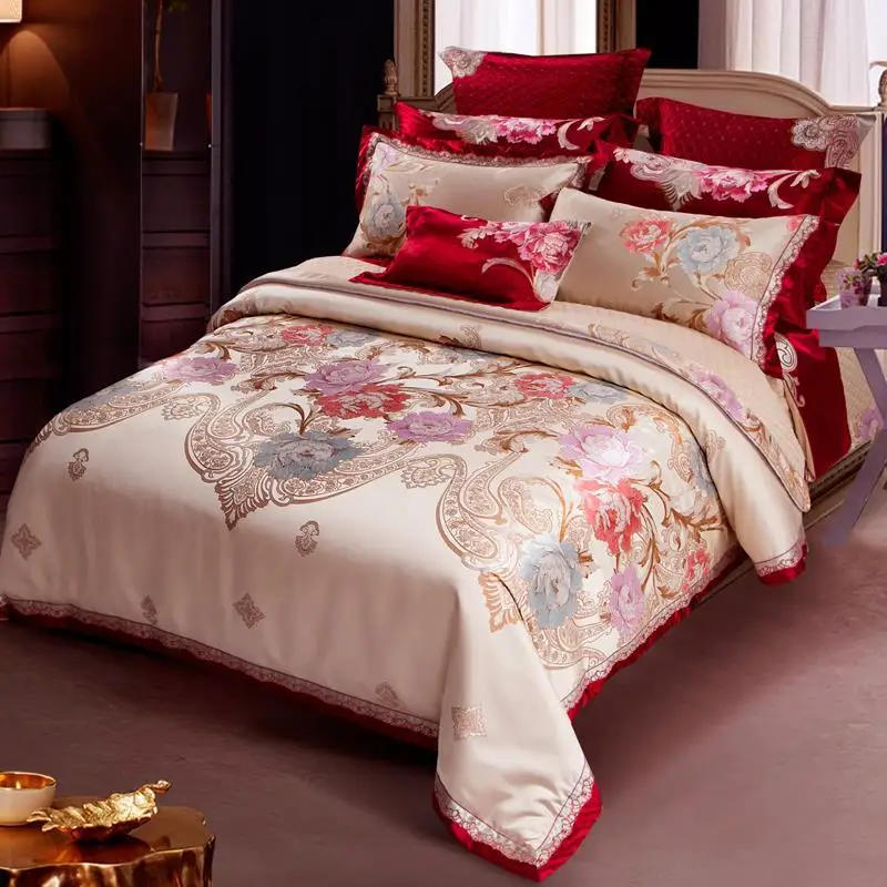 Luxury European wedding 4-piece set of bedding luxury red embroidery satin 60-80 piece set of wedding bedding
Luxury European wedding 4-piece set of bedding luxury red embroidery satin 60-80 piece set of wedding bedding