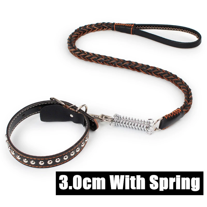 Cow Leather Dog Leash with Spring for Large Pet Adjustable Collar Handmade Braided Rope Walking Training Dog Supplies Products
Cow Leather Dog Leash with Spring for Large Pet Adjustable Collar Handmade Braided Rope Walking Training Dog Supplies Products