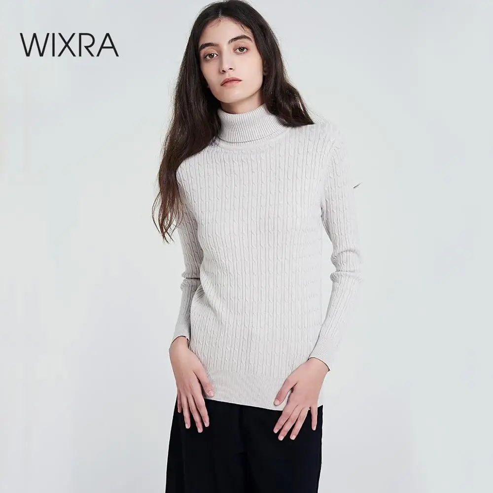 Wixra Solid Slim Sweaters 2019 Autumn Winter Female Turtleneck Soft Warm Ladies Knitted Sweater Pullovers Women's Jumpers | Женская