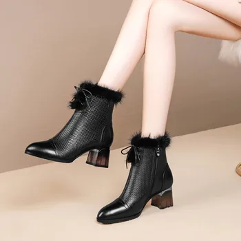 MLJUESE 2020 women soft ankle boots cow leather lace up winter short plush high heel boots women boots party dress
MLJUESE 2020 women soft ankle boots cow leather lace up winter short plush high heel boots women boots party dress