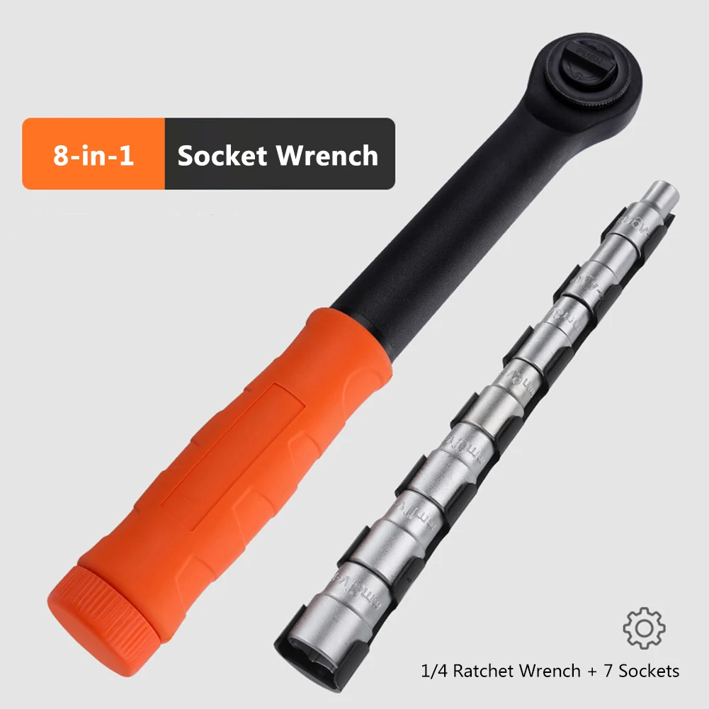 8 In 1 Socket Wrench Set Screwdriver Socket 1/4 Inch Drive Ratchet Wrench Spanner For Bicycle Motorcycle Car Repairing Tool New
8 In 1 Socket Wrench Set Screwdriver Socket 1/4 Inch Drive Ratchet Wrench Spanner For Bicycle Motorcycle Car Repairing Tool New