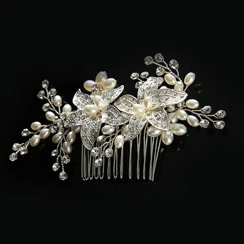 NPASON Luxury Pearl Crystal Flower Hair Comb Clip Silver Hair Fork Bride Headdress Women Hair Accessories Wedding Hair Jewelry 
NPASON Luxury Pearl Crystal Flower Hair Comb Clip Silver Hair Fork Bride Headdress Women Hair Accessories Wedding Hair Jewelry