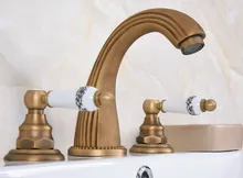 Vintage Retro Antique Brass Deck Mounted Dual Handles Widespread Bathroom 3 Holes Basin Faucet Mixer Water Taps man071
Vintage Retro Antique Brass Deck Mounted Dual Handles Widespread Bathroom 3 Holes Basin Faucet Mixer Water Taps man071